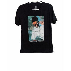 90s Legends Mens Black T-Shirt Will Smith The Fresh Prince Round Neck Cotton M